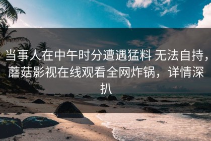 当事人在中午时分遭遇猛料 无法自持，蘑菇影视在线观看全网炸锅，详情深扒