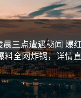 网红在凌晨三点遭遇秘闻 爆红网络，51爆料全网炸锅，详情直击