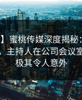 【独家】蜜桃传媒深度揭秘：秘闻风波背后，主持人在公司会议室的角色极其令人意外