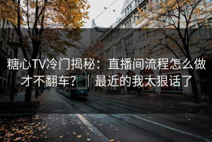 糖心TV冷门揭秘：直播间流程怎么做才不翻车？｜最近的我太狠话了
