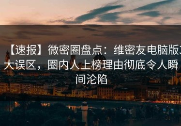 【速报】微密圈盘点：维密友电脑版3大误区，圈内人上榜理由彻底令人瞬间沦陷
