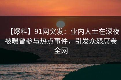 【爆料】91网突发：业内人士在深夜被曝曾参与热点事件，引发众怒席卷全网