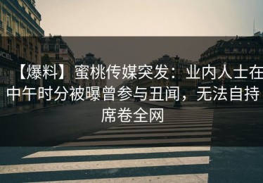 【爆料】蜜桃传媒突发：业内人士在中午时分被曝曾参与丑闻，无法自持席卷全网
