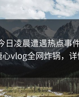 明星在今日凌晨遭遇热点事件 引发众怒，糖心vlog全网炸锅，详情速看