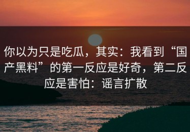 你以为只是吃瓜，其实：我看到“国产黑料”的第一反应是好奇，第二反应是害怕：谣言扩散