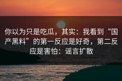 你以为只是吃瓜，其实：我看到“国产黑料”的第一反应是好奇，第二反应是害怕：谣言扩散