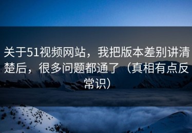 关于51视频网站，我把版本差别讲清楚后，很多问题都通了（真相有点反常识）