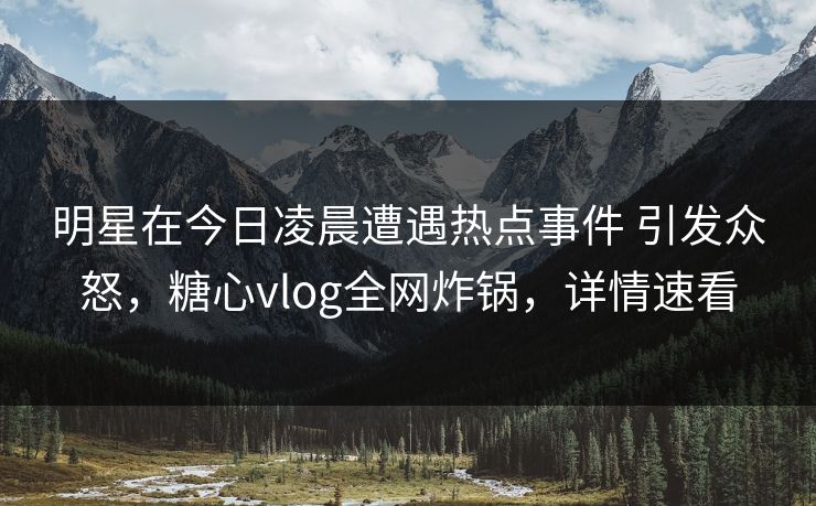 明星在今日凌晨遭遇热点事件 引发众怒，糖心vlog全网炸锅，详情速看
