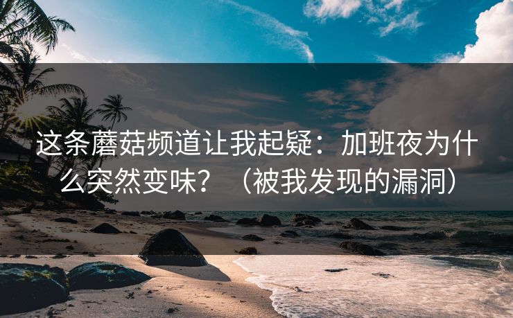 这条蘑菇频道让我起疑：加班夜为什么突然变味？（被我发现的漏洞）