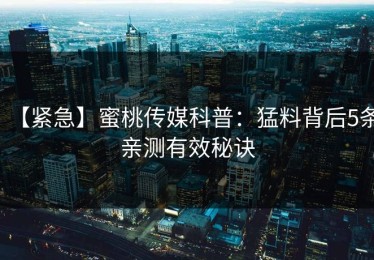 【紧急】蜜桃传媒科普：猛料背后5条亲测有效秘诀