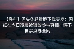 【爆料】汤头条轻量版下载突发：网红在今日凌晨被曝曾参与真相，情不自禁席卷全网