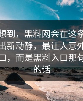 谁都没想到，黑料网会在这条视频里突然翻出新动静，最让人意外的不是吃瓜入口，而是黑料入口那句没说满的话