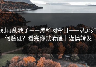 别再乱转了——黑料网今日——录屏如何验证？看完你就清醒｜谨慎转发
