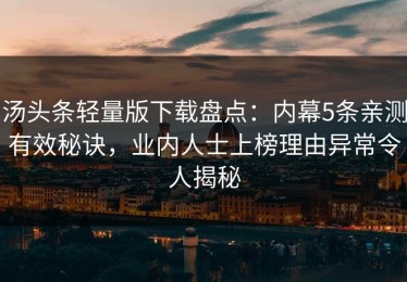 汤头条轻量版下载盘点：内幕5条亲测有效秘诀，业内人士上榜理由异常令人揭秘