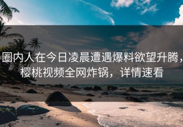 圈内人在今日凌晨遭遇爆料欲望升腾，樱桃视频全网炸锅，详情速看