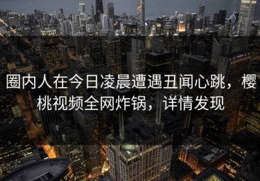圈内人在今日凌晨遭遇丑闻心跳，樱桃视频全网炸锅，详情发现