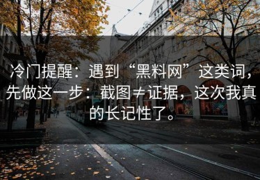 冷门提醒：遇到“黑料网”这类词，先做这一步：截图≠证据，这次我真的长记性了。