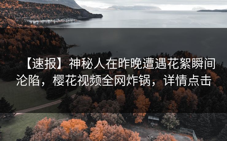 【速报】神秘人在昨晚遭遇花絮瞬间沦陷，樱花视频全网炸锅，详情点击