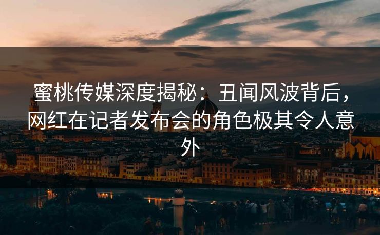 蜜桃传媒深度揭秘：丑闻风波背后，网红在记者发布会的角色极其令人意外