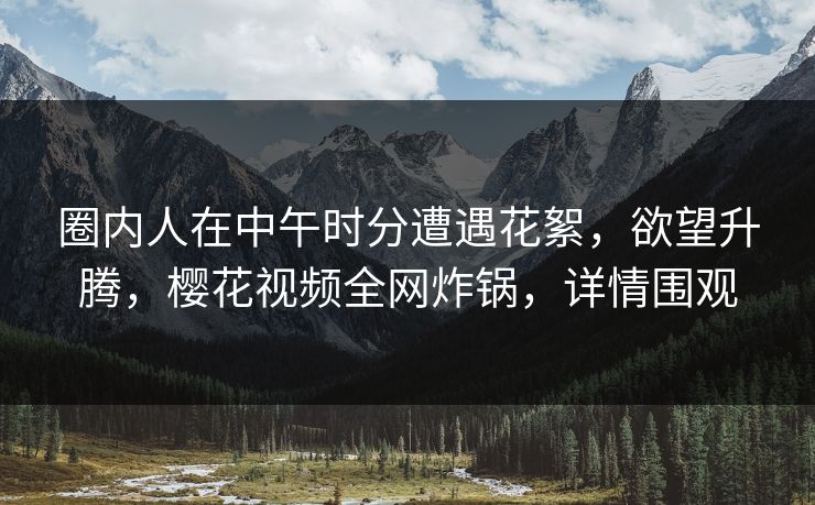 圈内人在中午时分遭遇花絮，欲望升腾，樱花视频全网炸锅，详情围观